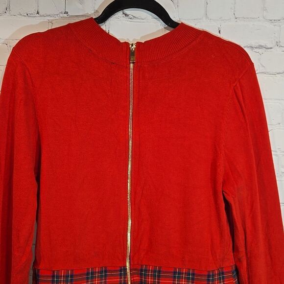 Venus red and plaid long sleeve midi dress size 12 - Picture 9 of 12